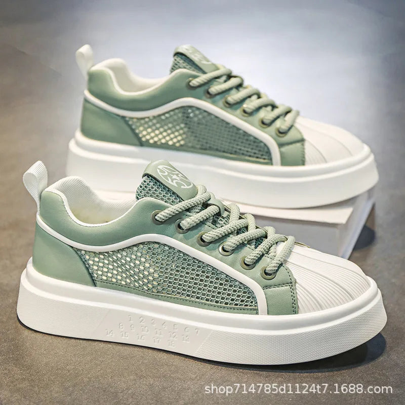 حذاء رياضي رجالي - أبيض – جلد صناعي، تهوية مريحة