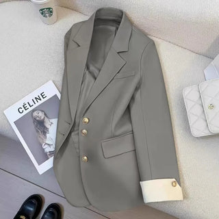 موضة 2025 جديد fashion office lady coat أكمام طويلة buttons pockets plus size توب ربيع خريف women blazer coat