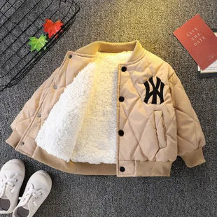 أولاد شتاء thickened baseball jacket small and medium children cotton coat with طويل length warm feature for أطفال