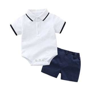 جديد baby ولد clothes طقم children صيف polo romper قصير 2pcs بدلة ولد clothing sets