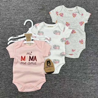 صيف أكمام قصيرة baby جمبسوت for أولاد and بنات three-piece cotton بدلة with printed pattern