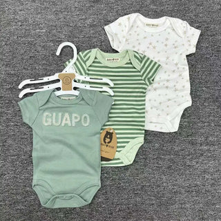 صيف أكمام قصيرة baby جمبسوت for أولاد and بنات three-piece cotton بدلة with printed pattern