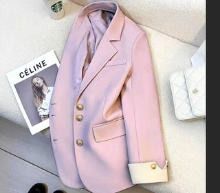 موضة 2025 جديد fashion office lady coat أكمام طويلة buttons pockets plus size توب ربيع خريف women blazer coat