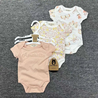 صيف أكمام قصيرة baby جمبسوت for أولاد and بنات three-piece cotton بدلة with printed pattern