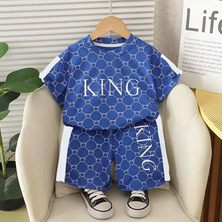 موضة 2025 جديد letter print أولاد صيف بدلة كاجوال cotton children's wear أكمام قصيرة بدلة with korean ستايل