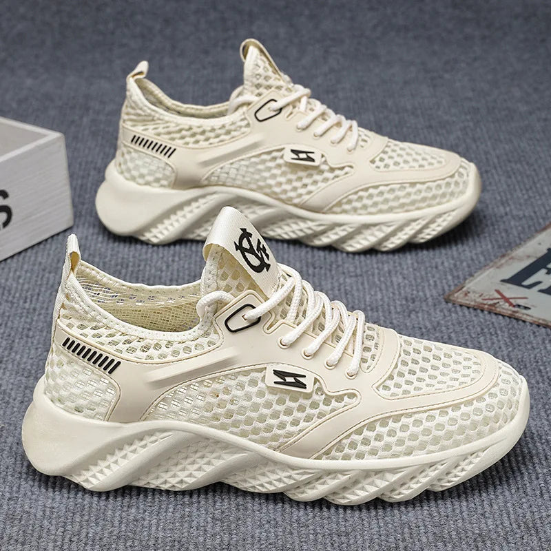 حذاء كاجوال رجالي – جلد صناعي، تهوية مريحة