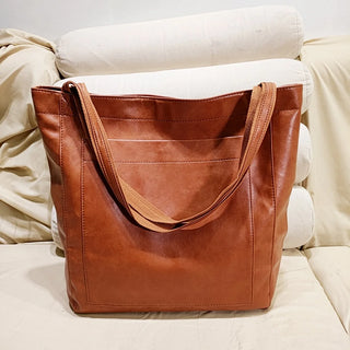 شنطة يد مميزة للنساء - Women's PU Soft Leather Hand Bags Oil Wa