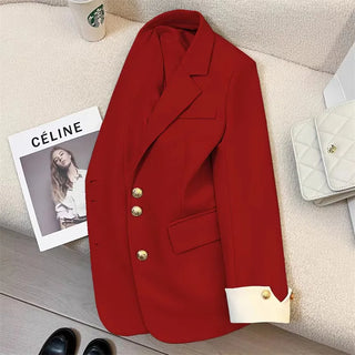 موضة 2025 جديد fashion office lady coat أكمام طويلة buttons pockets plus size توب ربيع خريف women blazer coat