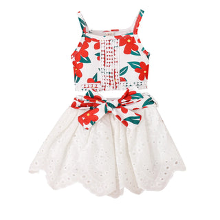 small بنات' كاجوال print بدون أكمام neck توب and bow جيب بدلة for ربيع and صيف breathable use clothes