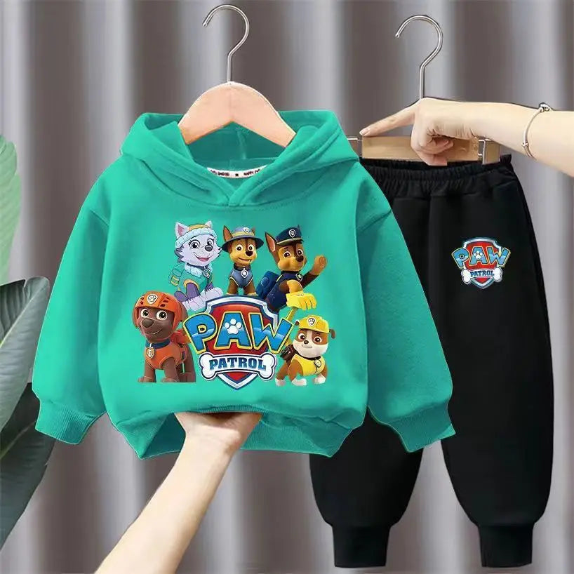 جديد أولاد' كاجوال outfits two-piece cotton hoodie بدلة with foreign ستايل cartoon printed توب children's sizes