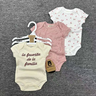 صيف أكمام قصيرة baby جمبسوت for أولاد and بنات three-piece cotton بدلة with printed pattern