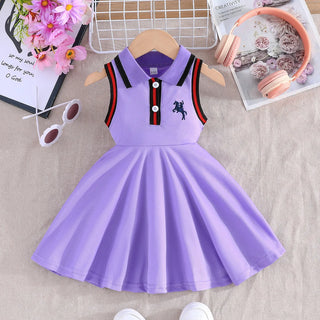 موضة 2025 بنات sweet cute صيف بدون أكمام فستان for pony embroidery فستان