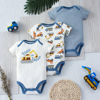 0-9 months baby ولد three-piece جمبسوت romper طقم 100% cotton onesie with snap button closure fashionable pajamas