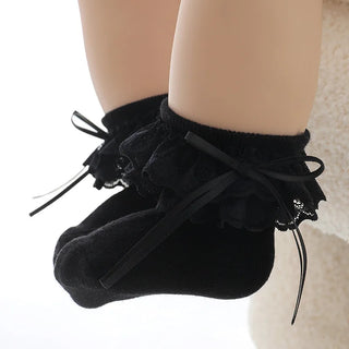 بنات' red bow-knit كاجوال socks full moon أميرة crew socks for ربيع وخريف baby knitted technique at high quality