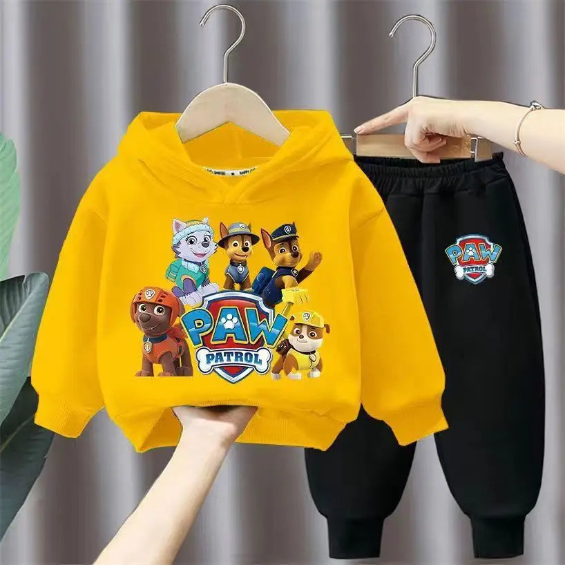جديد أولاد' كاجوال outfits two-piece cotton hoodie بدلة with foreign ستايل cartoon printed توب children's sizes