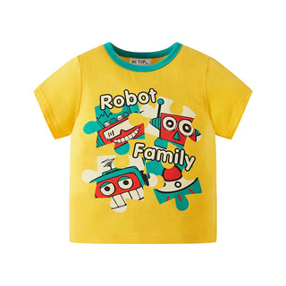 hot sale أولاد baby صيف o-neck t-shirt كاجوال ستايل 100% cotton animal print ناعم breathable plus size 200 grams knitted odm