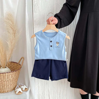 صيف fashion فيست جديد طقم baby بدون أكمام t-shirt shorts split كاجوال طقم قطعتين