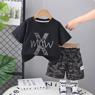 جديد أولاد صيف clothes طقم handsome children صيف clothes خفيف قصير-sleeved camouflage shorts طقم قطعتين