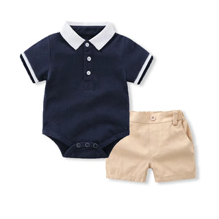 جديد baby ولد clothes طقم children صيف polo romper قصير 2pcs بدلة ولد clothing sets