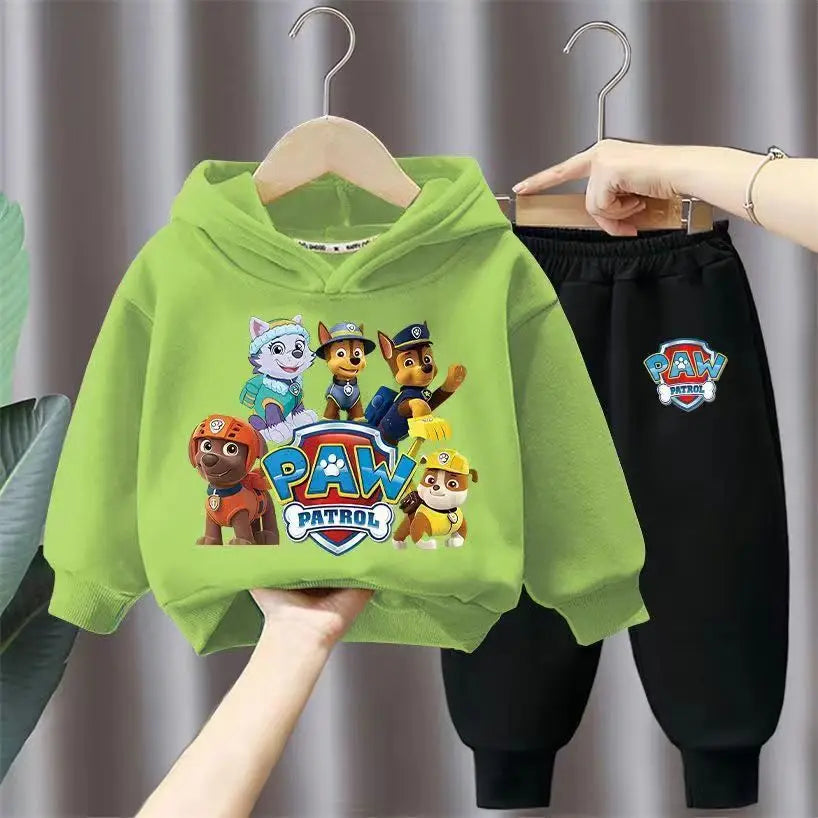 جديد أولاد' كاجوال outfits two-piece cotton hoodie بدلة with foreign ستايل cartoon printed توب children's sizes