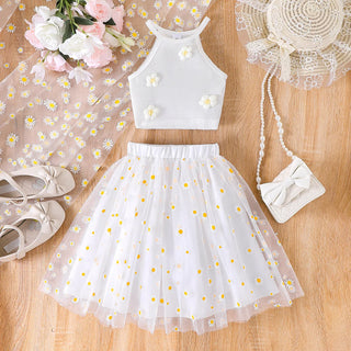 جديد صيف بنات بدلة halter بدون أكمام tops for daisy تل جيب طقم قطعتين