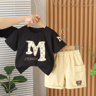 موضة 2025 جديد أولاد صيف pullover بدلة كاجوال طقم قطعتين with round neck أكمام قصيرة and printed cotton fabric for little ones