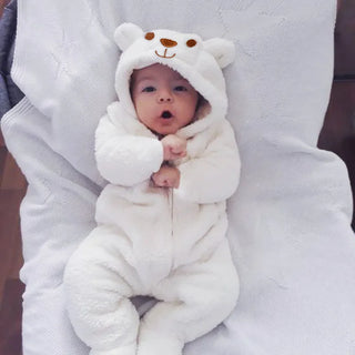 newborn شتاء thickened coral fleece جمبسوت cute infants climbing clothes