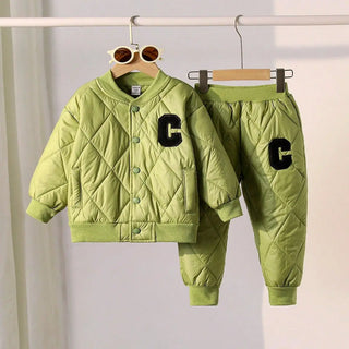 high quality طقم قطعتين warm شتاء baseball wind diamond pressed cotton-padded jacket كاجوال خريف شتاء pants for season
