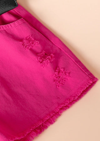 hot بنت صيف suite for children أكمام قصيرة t-shirt + دينم shorts + belt daily occasion boutique design