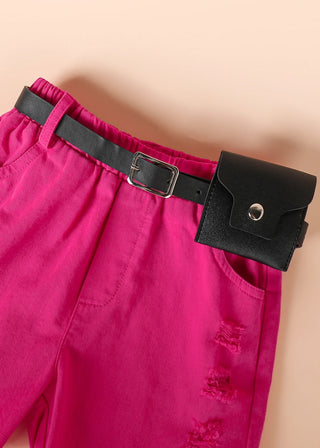 hot بنت صيف suite for children أكمام قصيرة t-shirt + دينم shorts + belt daily occasion boutique design