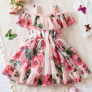 hot sale صيف بنات dresses comfortable أطفال clothing straight shoulder design for baby بنات children أميرة فستان