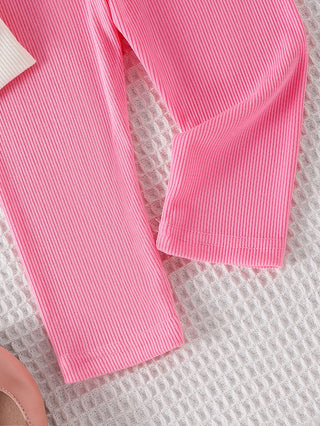 hot selling جديد خريف and شتاء بنات' round neck three-dimensional embroidered flower hoodie solid color pants طقم قطعتين
