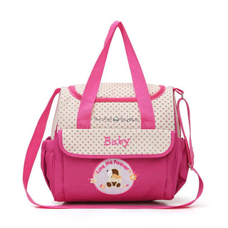 large-capacity cartoon bear mummy bag multi-functional fashionable waterproof diagonal shoulder bag 5-piece طقم