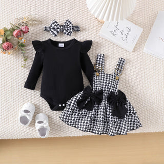 أكمام طويلة harper توب and printed strapline جيب طقم for baby بنات ربيع وخريف with cotton headdress