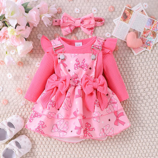 أكمام طويلة harper توب and printed strapline جيب طقم for baby بنات ربيع وخريف with cotton headdress