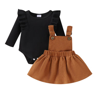 أكمام طويلة toddler's طقم قطعتين solid color pullover jacket strappy جيب fashionable cotton button closure baby بنات