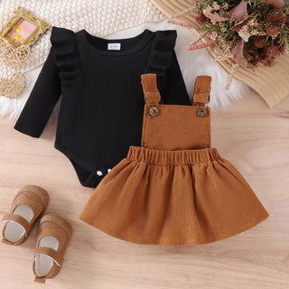أكمام طويلة toddler's طقم قطعتين solid color pullover jacket strappy جيب fashionable cotton button closure baby بنات