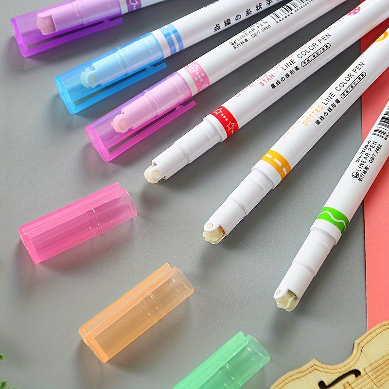 6 أقلام كتابة ملونة بنمط زهور