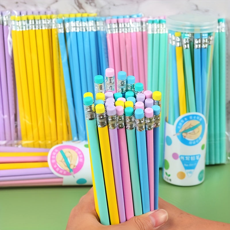 30 قطعة من أقلام الرصاص الخشبية HB بتصميم ماكرون الزاهي