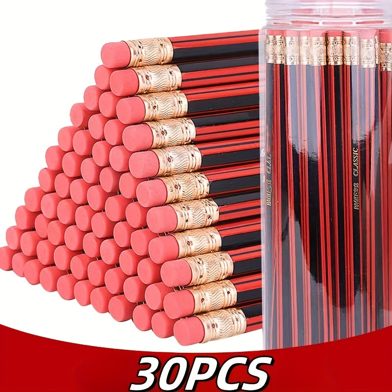 30 قطعة من أقلام HB الملونة الساطعة مع شريط ممحاة