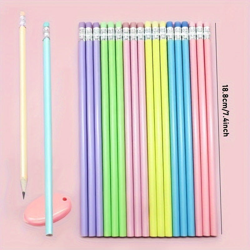 30 قطعة من أقلام الرصاص الخشبية HB بتصميم ماكرون الزاهي