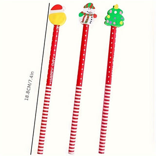 مجموعة أقلام رصاص وممحاة احتفالية لعيد الميلاد