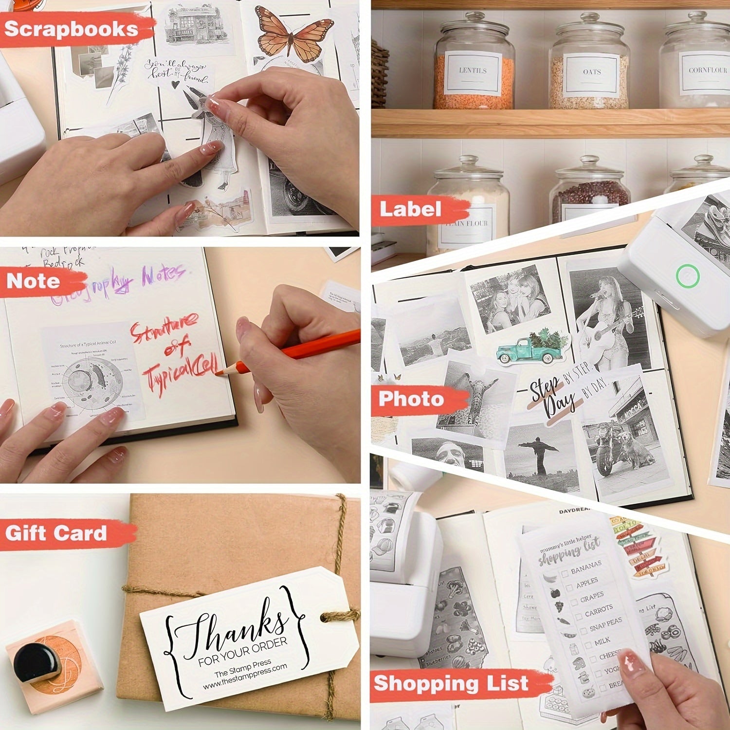 طابعة جيب لاسلكية حرارية صغيرة متعددة الوظائف