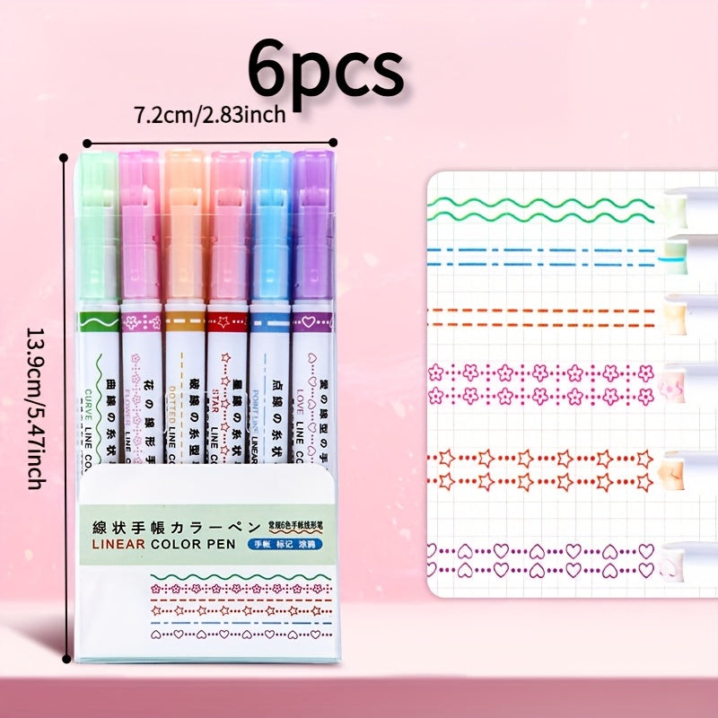 6 أقلام كتابة ملونة بنمط زهور