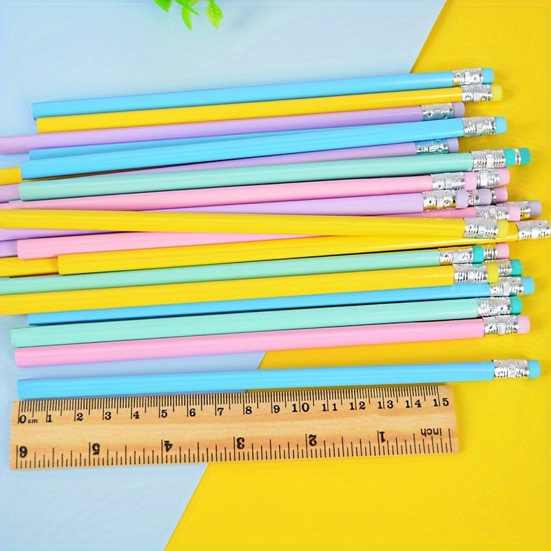 30 قطعة من أقلام الرصاص الخشبية HB بتصميم ماكرون الزاهي