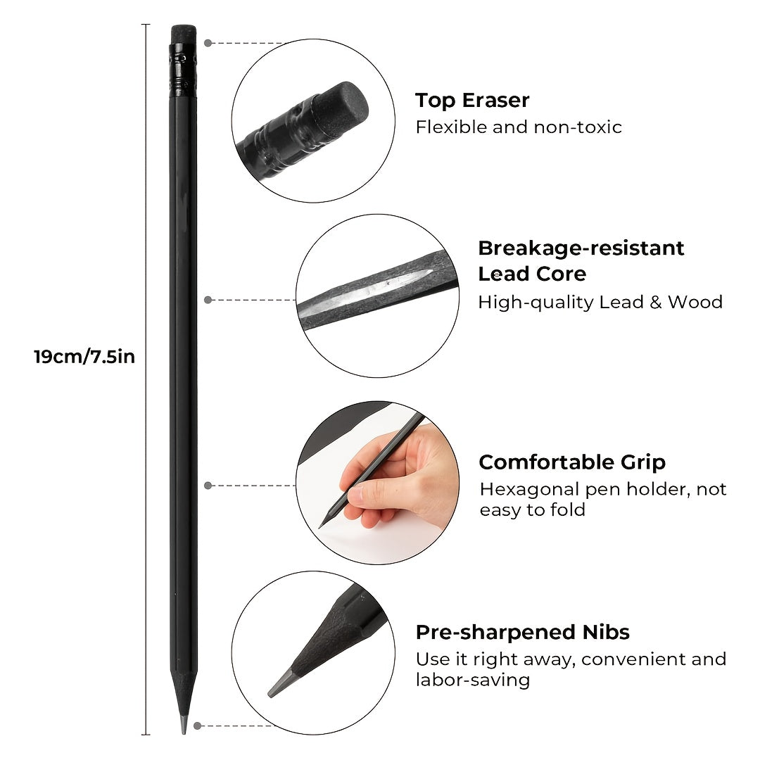 OSTAZT 50/20 قطعة أقلام رصاص بنواة جرافيت HB مع ممحاة
