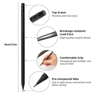 OSTAZT 50/20 قطعة أقلام رصاص بنواة جرافيت HB مع ممحاة