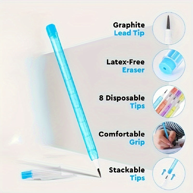 30 قطعة أقلام رصاص غير قابلة للشحذ HB شفافة