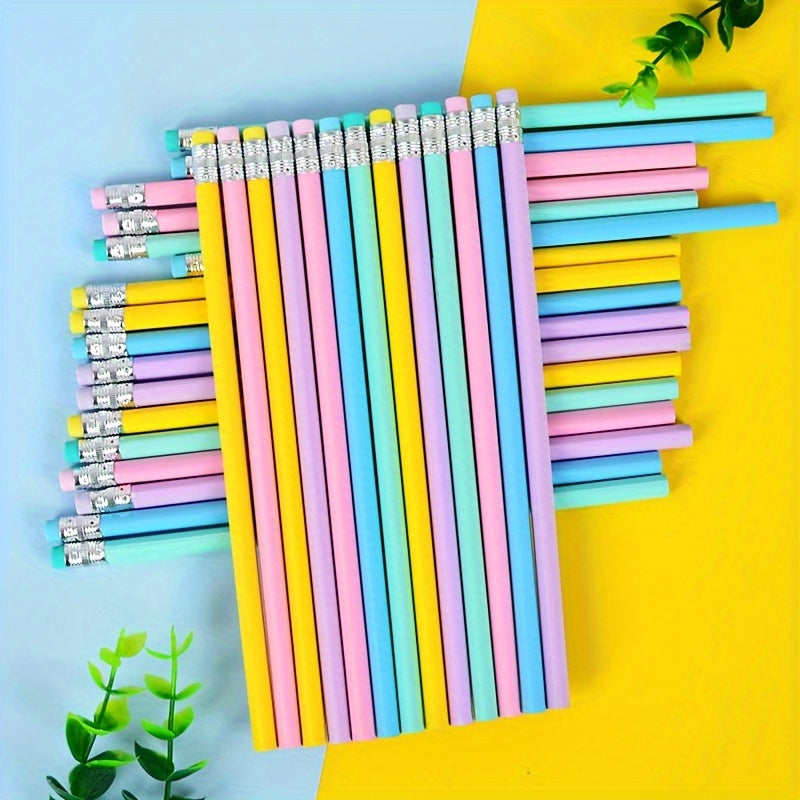 30 قطعة من أقلام الرصاص الخشبية HB بتصميم ماكرون الزاهي