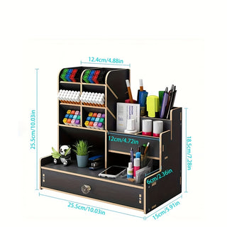 1 قطعة منظم مكتب خشبي من الخيزران مع درج